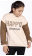 Toontoy Kız Çocuk Peluş Detaylı Baskılı Sweatshirt Lila