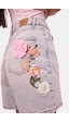 it's basic Kadın Kot Pembe 4s6-9 Mom Relax Gül Ve Nakış Detaylı Özel Tasarım Denim Şort