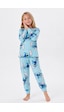 Isobel Kids %100 Pamuk Mavi Çizgi Filmli Kız Çocuk Pijama Takımı Turkuaz