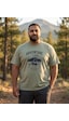 Büyük Beden Bisiklet Yaka Baskılı Erkek Tshirt Haki