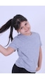 Fyk Kids Baskısız, Düz Bisiklet Yaka Kız Çocuk Tişört Gri