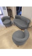 Azra Mobilya Sydney Çay Seti Koltuk Takımı Keten Kumaş 2+1+1 Ceviz Ayak Modern Salon & Ofis Takımı Açık Gri Açık Gri