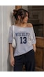 Karmelanj Kayık Yaka Oversize Baskılı Tişört Mg2824 Karmelanj Kayık Yaka Oversize Baskılı Tişört Mg2824