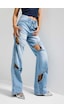 it's basic Kadın Mavi 4s6-27 Loose Fit %100 Koton Özel Tasarım Denim Jean