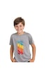 Fyk Kids Unisexs Çocuk Düz Kısa Kollu T-shirt Gri