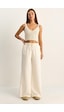 Shade Kadın Beli Lastikli Cep Detaylı Bol Keten Pantolon Yp5562 60286109 - Krem