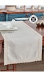 Evlen Home %100 Keten Pamuk Dantelli Runner 50x130 Cm Linen Kumaş Masa Örtüsü Sehpa Leke Tutmaz Mutfak Bej