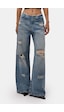 it's basic Kadın Kot Rengi 12s6-32 Straight Fit Yırtık Detaylı Tasarım Denim Jean Mavi