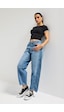 it's basic Kadın Mavi Renk 4s6-4 Carrot Fit Rahat Kesim İç Boy 67cm %100 Koton Denim Jean