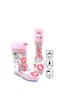 Denokids Kedi Çiçekli Kız Çocuk Pembe Yağmur Botu Renkli