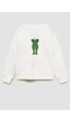 Monila Unisex Çocuk Kaws Baskılı 3 İplik Kumaş Pamuklu Sweatshirt Ekru