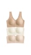 Cottonill Seamless Bra - Neriva Lazer Kesim Önden Düğmeli Minimizer Kadın Sütyen 3'lü Paket-2 Çok Renkli