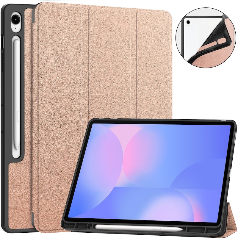 Samsung Tab S10 Fe+ Plus Folio Kılıf Çok Açılı Standlı İnce Hafif Tablet Kılıfı Pembe -1