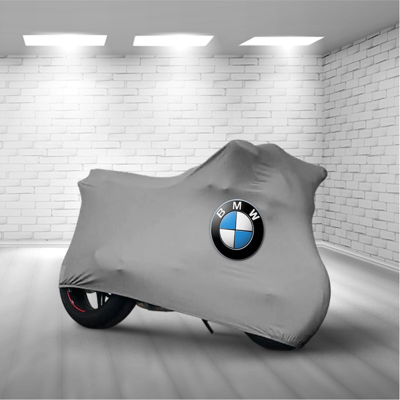 Bmw R Nine Pure Gri Kumaş Motosiklet Brandası Logo Baskılı Penye Kumaş Motosiklet Branda Jarse Kumaş -1