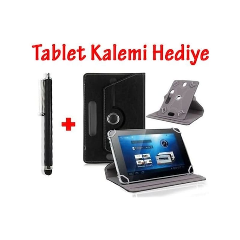 Samsung Uyumlu Galaxy Tab A7 Lite T220 Üniversal Dönerli Standlı Kılıf (500299645) Siyah Kampanya - Sadece Kılıf İstiyorum -1