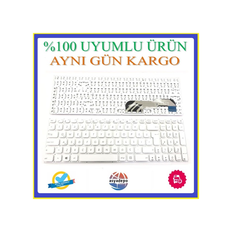 Asus Uyumlu F541u Klavye Tuş Takımı Beyaz Tr -1
