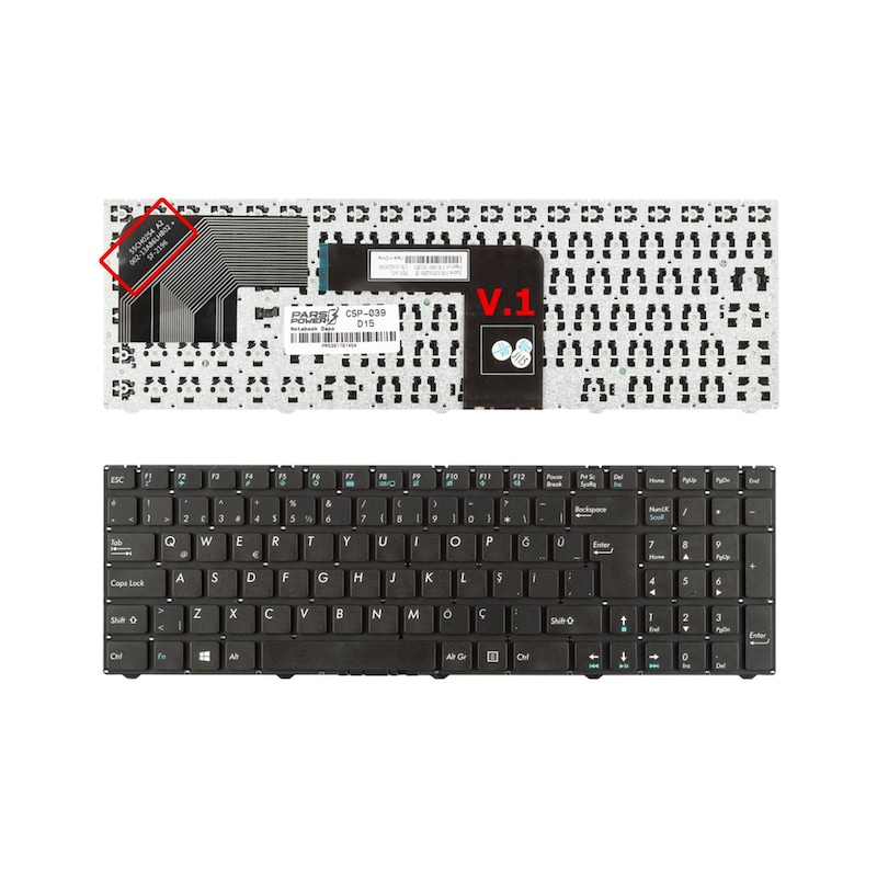 Casper Uyumlu 0kn0-1b3tu11. V150062jk1-tr Notebook Klavye Siyah Tr Siyah -1