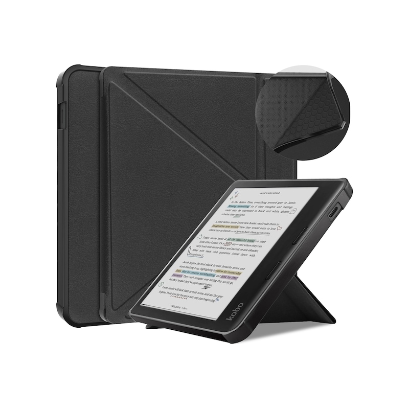 Kobo Libra Colour/kobo Libra 2 Folio Kılıf Çok Açılı Standlı İnce Tablet Kılıfı Siyah -1