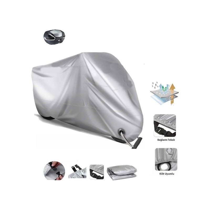 Kuba Golf 100 Gri Kilit Uyumlu Motor Brandası Ultra Kalın Su Geçirmez Arka Çanta Uyumlu -1