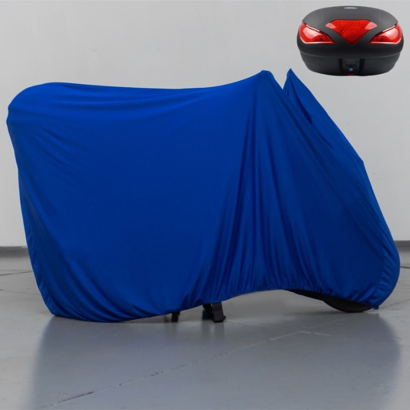 Kuba Kb100-6 Çantalı Motosiklet Brandası Mavi Penye Örtü Motor Brandası Mavi -1