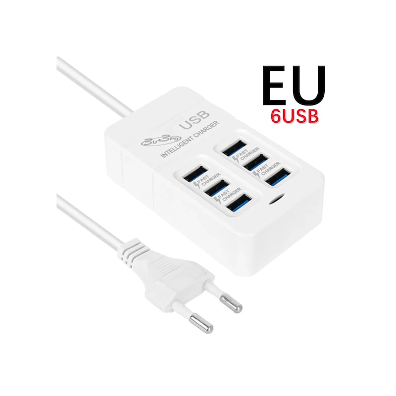 6 Port Çok Bağlantı Noktalı Usb Şarj Cihazı 35 W Pd Tip-c Cep Telefonu Hızlı Eu Plug - 6usb -1