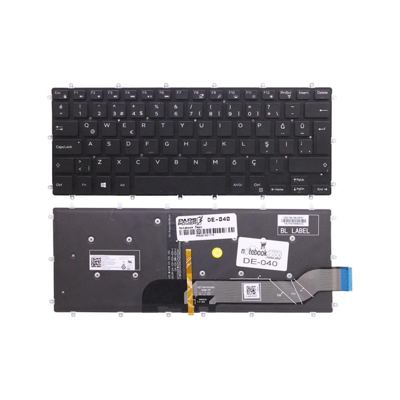 Dell Uyumlu Inspiron P83g001. P87g001 Notebook Klavye Işıklı Siyah Tr Siyah Işıklı - Büyük Enter -1