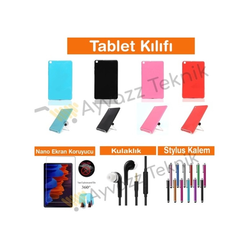 Huawei Uyumlu T10 T10s Renkli Lansman Slikon Kılıf 4lü Set Siyah -1