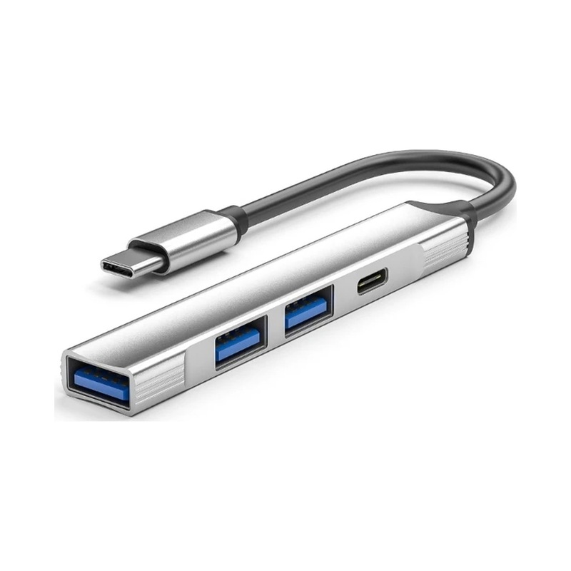 2usb2.0 1usb3.0 Typec Adaptörlü 4 Bağlantı Noktalı Alüminyum Alaşımlı Usb Hub- Tyep C For İnterface -1