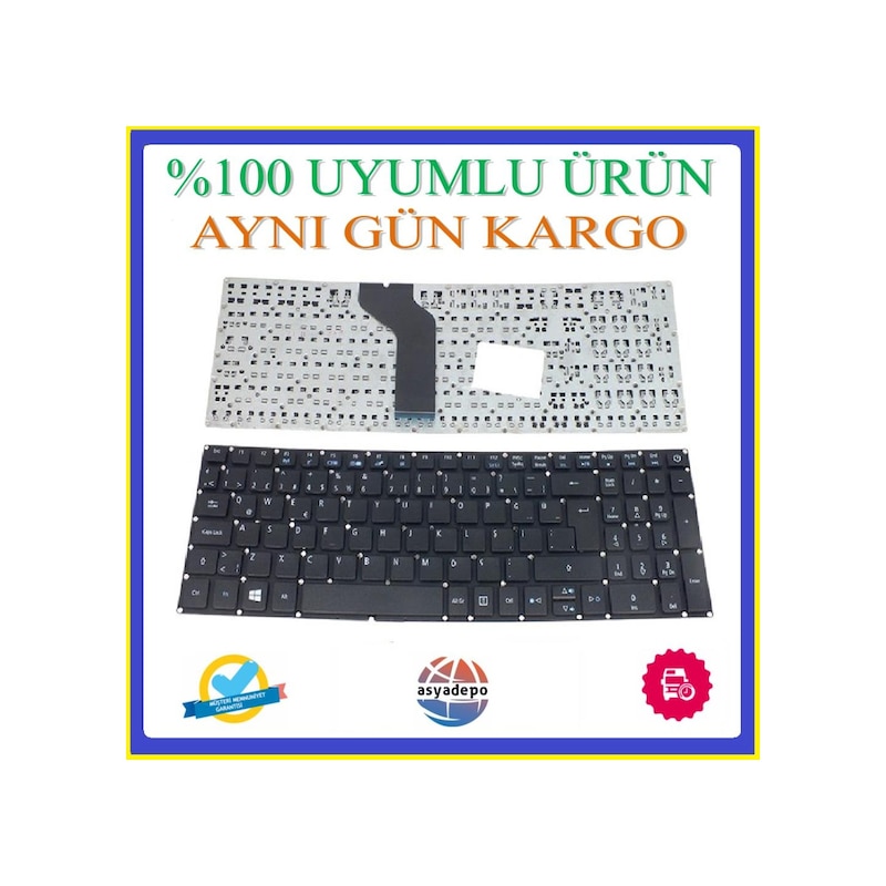 Acer Uyumlu Travelmate Tmp257-m Klavye Tuş Takımı Siyah Tr -1