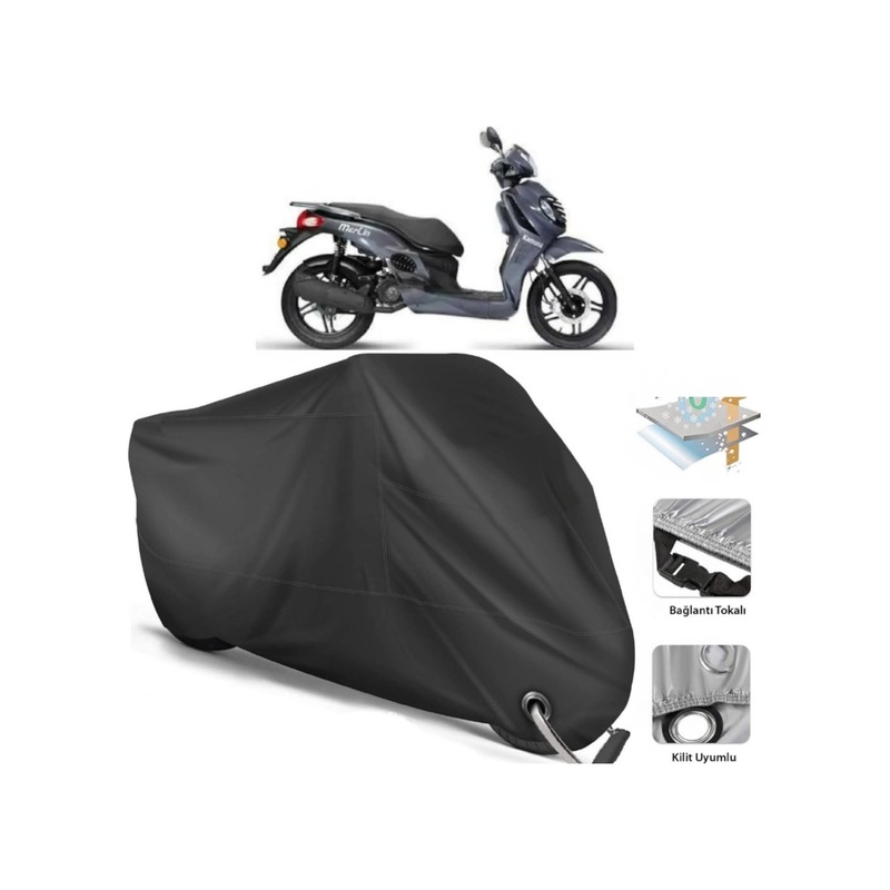 Kanuni Merlin S Motosiklet Branda (bağlantı- Kilit Uyumlu)-siyah (457220190)-arka Çanta Uyumlu Branda-tokalı -1