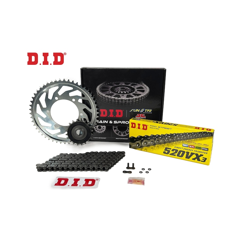 Dıd Zincir Dişli Seti Kawasakı Z 800 E 800 Cc 2013-2016 / Zincir : Dıd-520vx3 Çelik -114 / Dişli: Jt 15t - Sunstar 45t -1