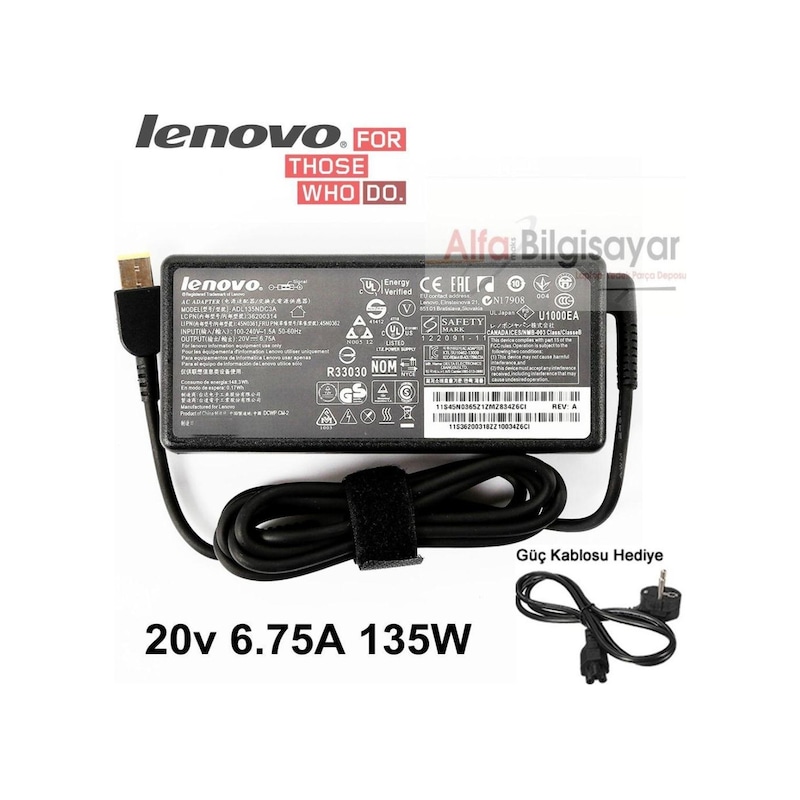 Laptopyedekparca Lenovo Uyumlu 10nj003btx- 10nq000utx Adaptör Şarj Cihazı 20v 6.7 -1