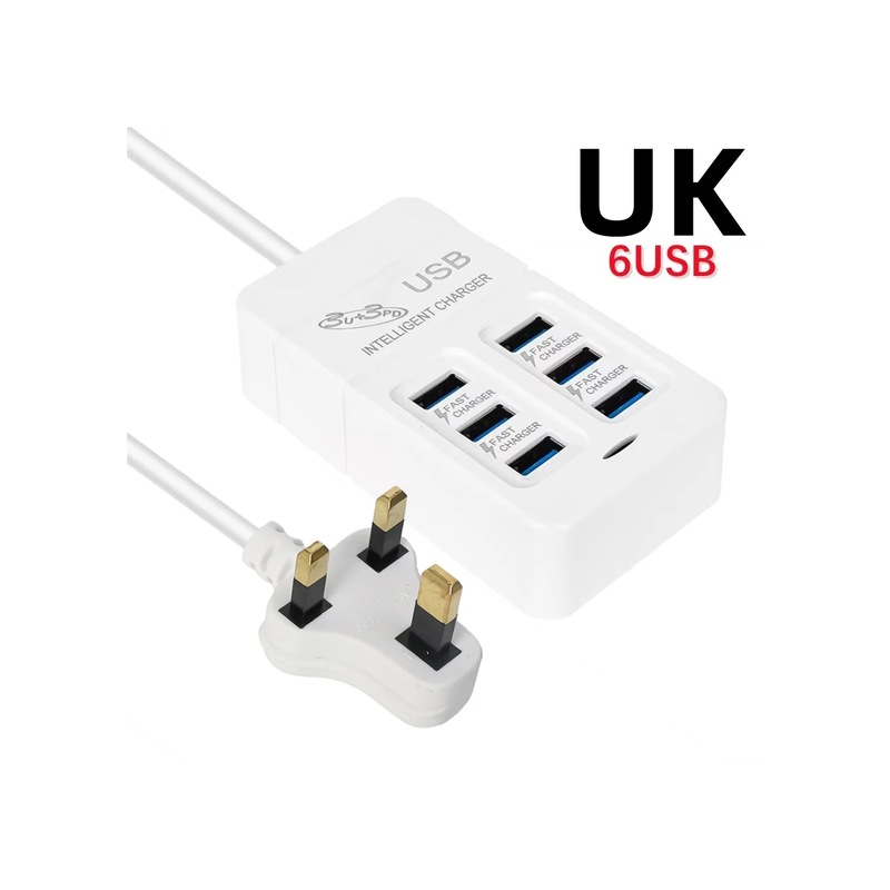 6 Port Çok Bağlantı Noktalı Usb Şarj Cihazı 35 W Pd Tip-c Cep Telefonu Hızlı Uk Plug - 6usb -1