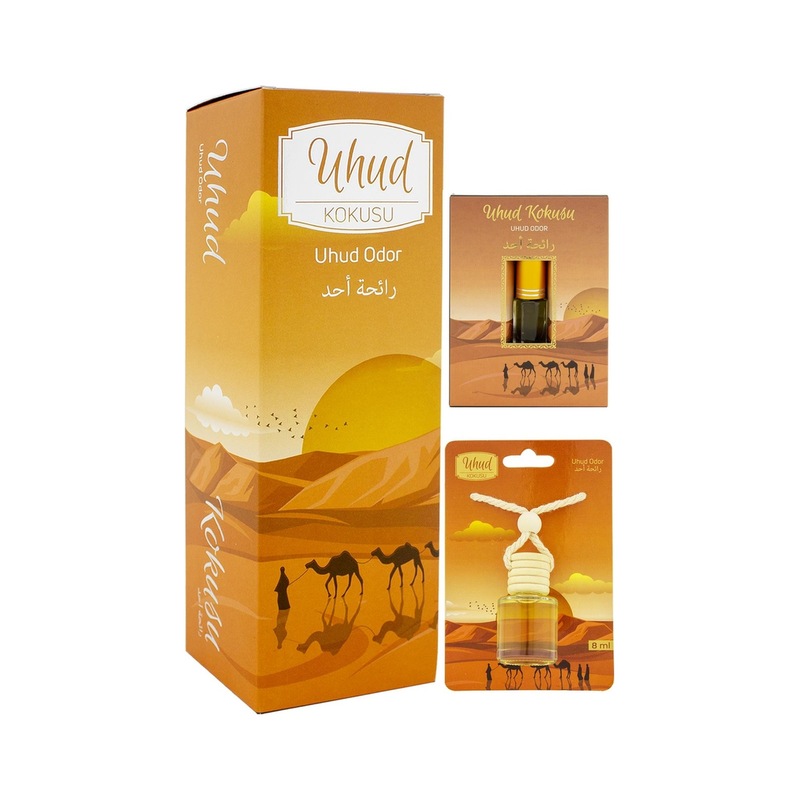 Uhud Kokusu 400ml Sprey Ve Uhud Kokusu 8 Ml Araba Kokusu Cam Şişe - 1