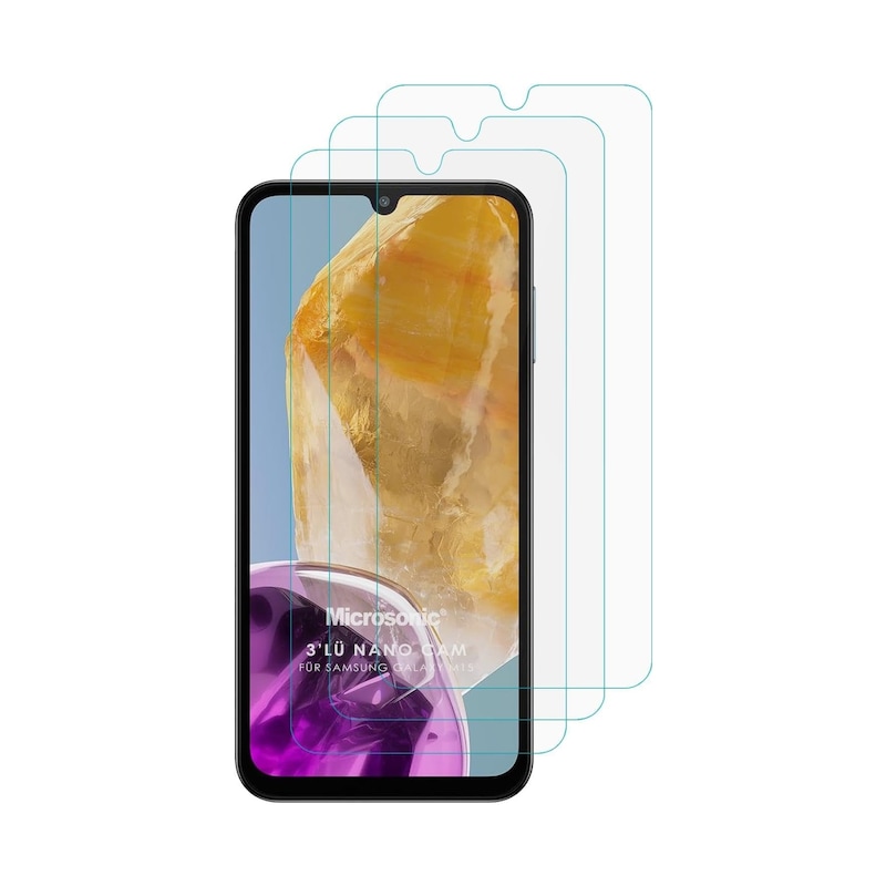 Galaxy M15 Screen Protector Nano Glass Cam Ekran Koruyucu 3 Lü Paket Galaxy M15 İle Uyumlu Ekran Koruyucu - Şeffaf -1