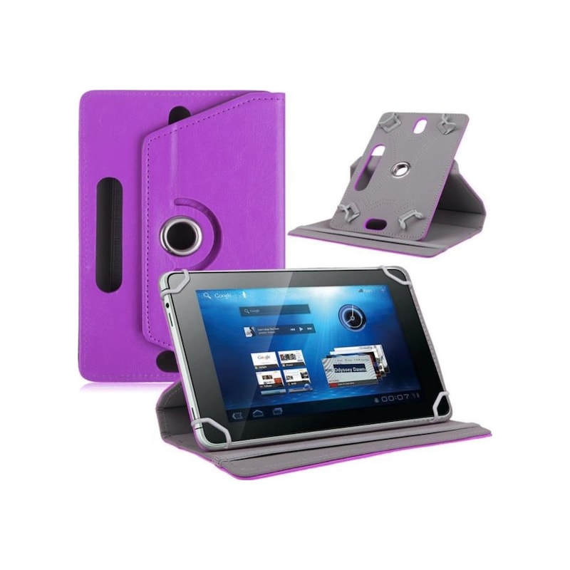 "Sunny Sn10016 10"" Dönerli Standlı Deri Tablet Kılıfı - Ekran Koruyucu - Mor Kapaklı Kılıf Mor" -1