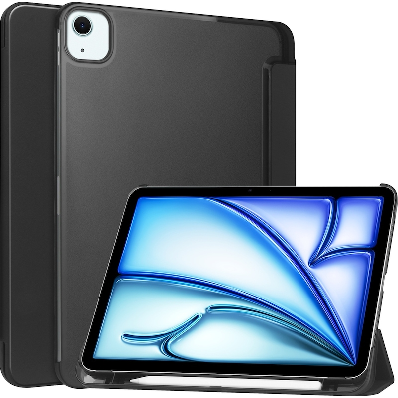 İpad Uyumlu Air 13 2024/2025 İçin Hafif Şeffaf Buzlu Kalem Yuvalı Kılıf Tablet Kılıfı Siyah -1