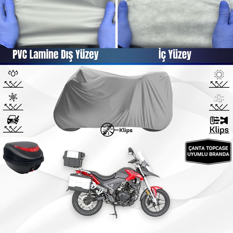 Mondial Rx1i Evo Motosiklet Brandası Arka Çanta Topcase Uyumlu Motor Branda Model - Arka Çanta Uyumlu-tokalı -1