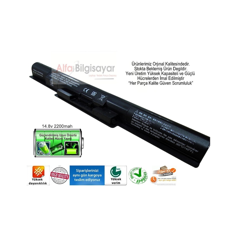 Alfabilgisayar Sony Uyumlu Vaio Svf1521b4r. Svf1521r6e. Svf1521rst Batarya Yüksek Perfo -1