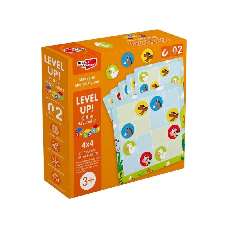 Dikkat Atolyesi Yayınları Levelup! 2 - Çiftlik Hayvanları Sudoku -1