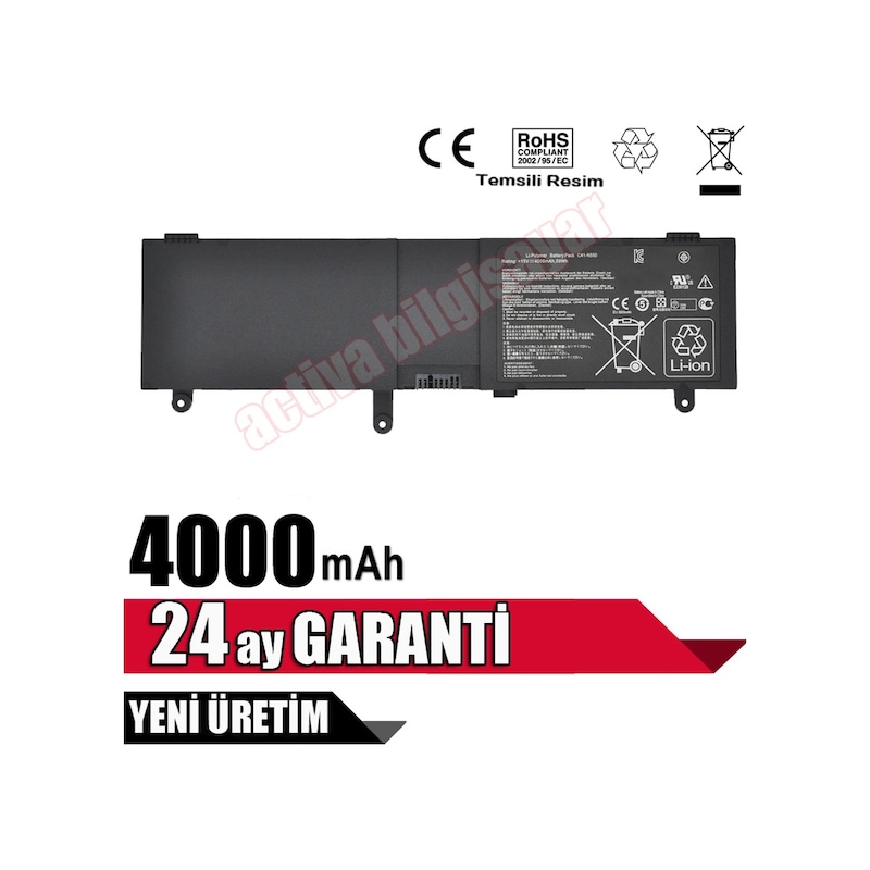 Asus N550jv-cn240h. N550jv-cn127h Uyumlu Batarya Pil - 1