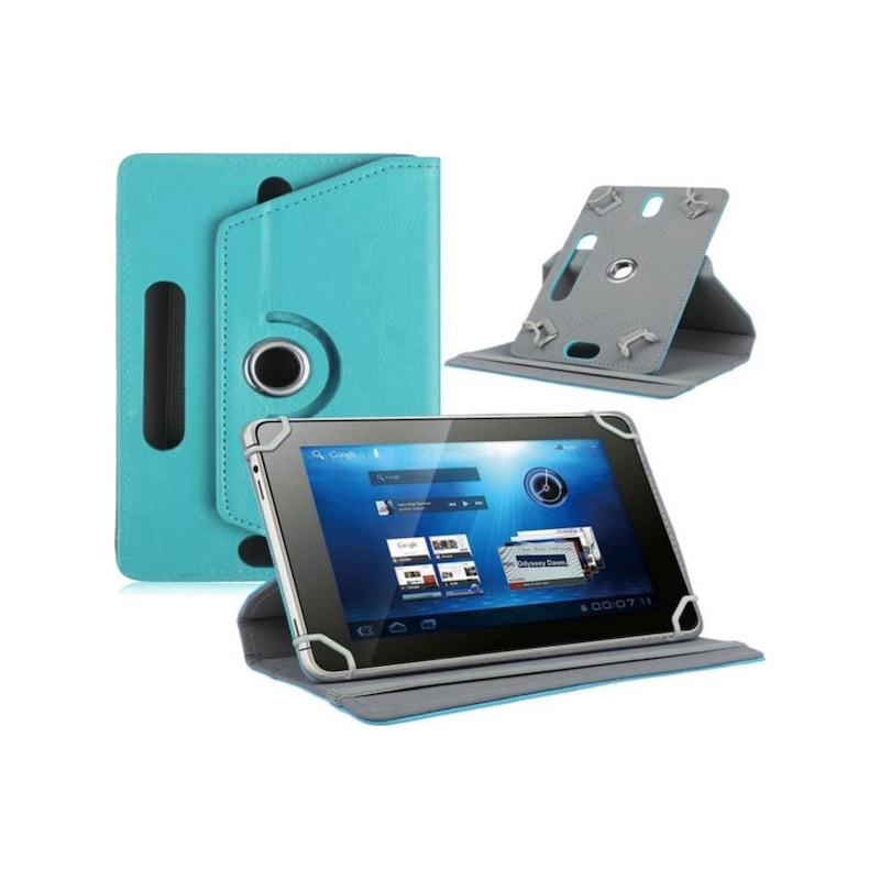 "Vorcom Sx Pro 10.1"" Dönerli Standlı Deri Tablet Kılıfı - Ekran Koruyucu - Turkuaz Kapaklı Kılıf Turkuaz" -1