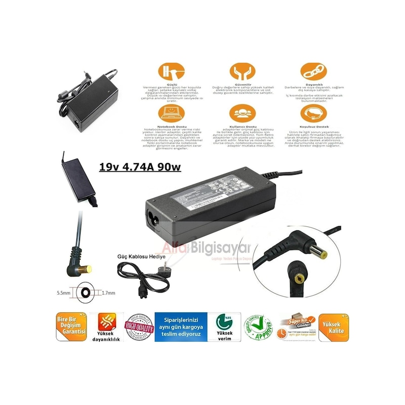 Acer Uyumlu Zc-610. P245-m P245-mg P245-mp Adaptor Şarj Aleti -1