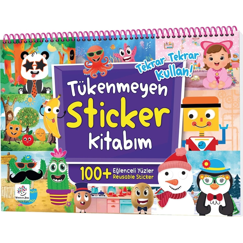 Tükenmeyen Sticker Kitabım - Eğlenceli Yüzler 100+ Tekrar Tekrar Kullanılabilen Sticker - 1