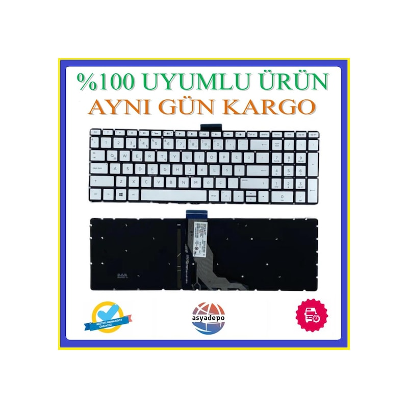 Hp Uyumlu Pavilion Gaming 8br13ea Klavye Tuş Takımı Gümüş Tr Işıklı V2 -1
