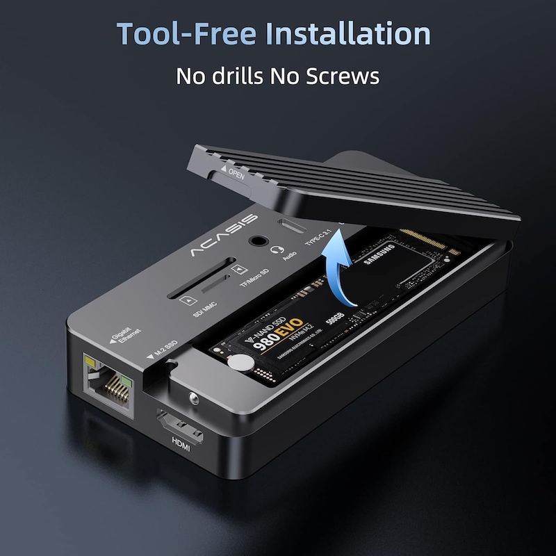 Acasis 10 Gbps- 10 İn 1- M.2 Nvme Ssd- 100w Pd- Hdmı 4k 60hz- Gig -1