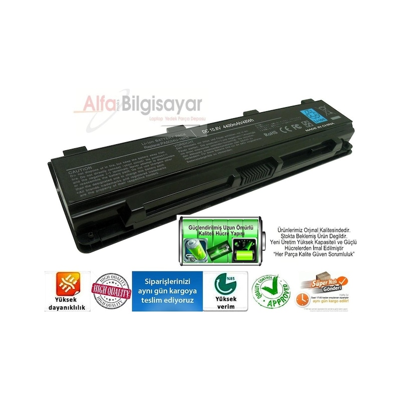 Alfabilgisayar Toshiba Uyumlu P875-100. P875-30c. P875-31r Batarya Pil A+++ -1