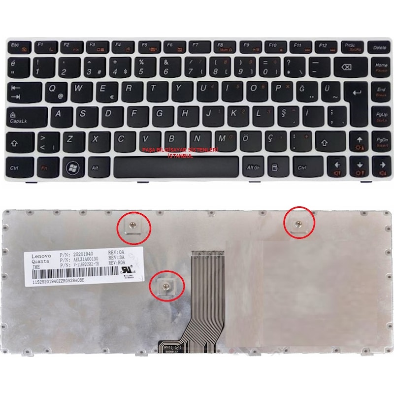 Lenovo Uyumlu B490- B495- 20205- 20207- 3756- 3772 Klavye Tuş Takımı Bey -1