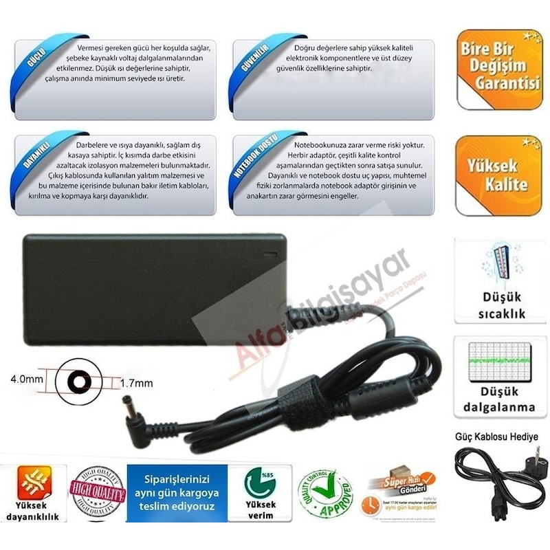 Alfabilgisayar Lenovo Uyumlu Yoga 510-14isk 80s7 Adaptör Şarj Aleti Cihazı -1