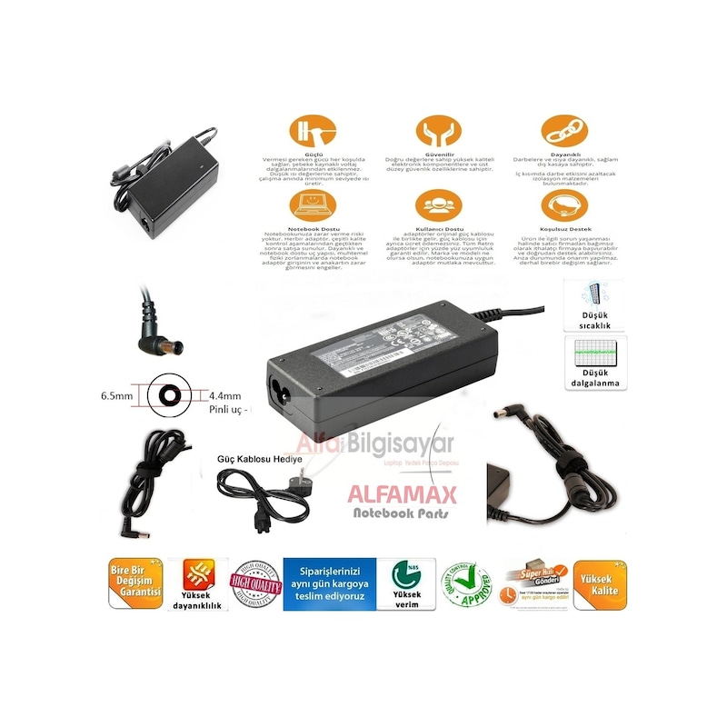 Laptopyedekparca Sony Uyumlu Vaio Vpcf11d4e- Vpcf11e1r- Vpcf11e4e Adaptör- Şarj Aleti Güç -1